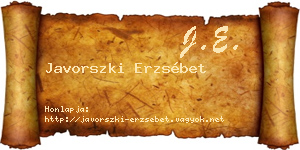 Javorszki Erzsébet névjegykártya